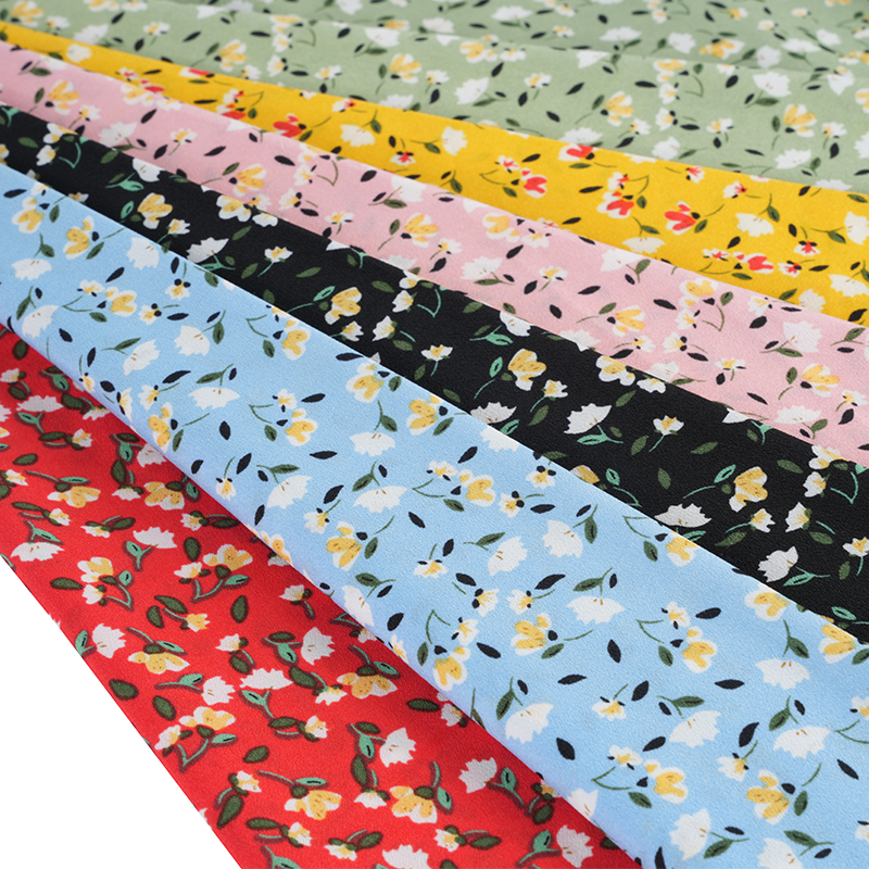 2026*75 ดอกไม้ผ้าไหมบิดเท็จยาวเครปผ้าพิมพ์ลายดอกไม้ขนาดเล็ก