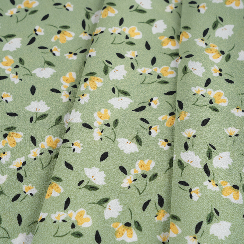 2026*75 ดอกไม้ผ้าไหมบิดเท็จยาวเครปผ้าพิมพ์ลายดอกไม้ขนาดเล็ก