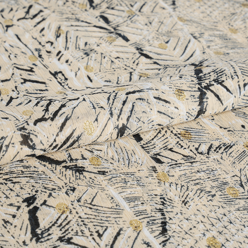 75D ชีฟองเครปไม่สม่ำเสมอ Messy Gold Spun พิมพ์ผ้า