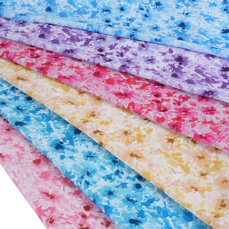 75D/18T ผ้าพิมพ์ลายดอกไม้ Messy Misty